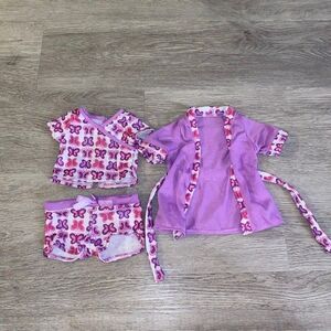 Funrise Purple Butterfly Pajama Set with Robe for 18" Doll Shorts Top Robe